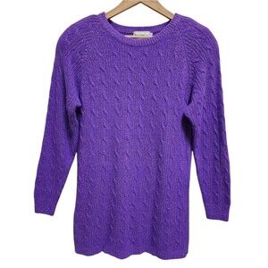 Vtg Breckenridge Sweater Womens Sz S Purple Silk Agora Wool Knit Long Slv Tunic